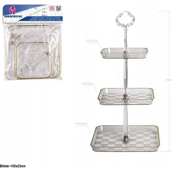 Talíř Elegantní třípatrový etažér se zlatými okraji