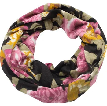 Šála Tunelová zimní šála - černá s růžemi