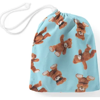 Školní sáček Bavlněný pytlík/sáček na přezůvky Sandra SA-724 Plyšoví medvídci na modrém