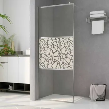 vidaXL Zástěna do průchozí sprchy 90x195 cm ESG / kamenný design [146651] Barva: Stříbrná