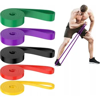 SADA 5 POSILOVACÍCH GUM POWER BAND SILNÁ ODPOROVÁ GUMA PRO FITNESS TRÉNINK