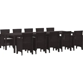 Zahradní jídelní souprava 11 pcs Hnědá a světle šedá Poly ratan Hnědá3378759