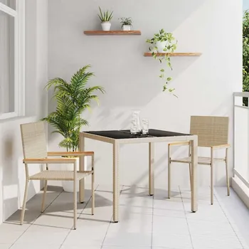 Zahradní jídelní souprava 3 pcs Béžová polyratan Béžová3365386
