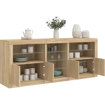 přebalovací pult a komoda Příborník s LED osvětlením dub sonoma 162 x 37 x 67 cm Hnědá3209032