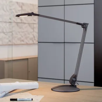 Lampička LED stolní lampa MAULoptimus antracitový podstavec stmívatelné CCT - Délka kabelu 175 cm; délka ramene dole 45 cm, délka ramene nahoře 42,5 cm; Ø základny 22 cm LED 5 W celkem - Doprava zdarma