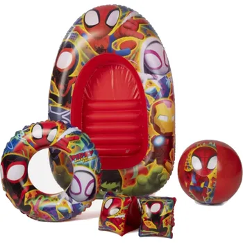 Plavecká sada SPIDEY A JEHO ÚŽASNÍ PŘÁTELÉ – kruh, rukávky, míč a nafukovací člun