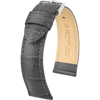 Řemínek na hodinky Kožený řemínek Hirsch Duke L 01028030NQ-2, šedý, teletina, délka L - 20 mm