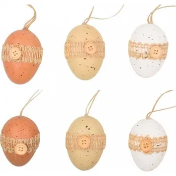 Velikonoční dekorace Plastová vajíčka s knoflíkem na zavěšení - 4 cm - 6 ks - 9915