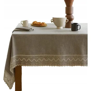 ubrus Ubrus 140x250 vánoční lněný s krajkou béžový šedý přírodní ECO PL