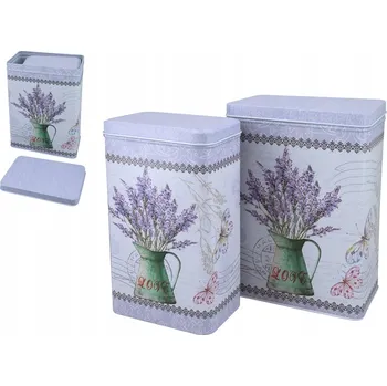 Dóza na potraviny SADA 2 KOVOVÝCH DÓZ NÁDOBY NA UCHOVÁVÁNÍ ČAJE KÁVY DOMÁCNOST