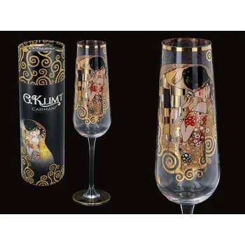 Sklenice SKLENICE NA ŠAMPAŇSKÉ GUSTAV KLIMT POLIBEK - SKLENĚNÁ SKLENICE - DÁREK