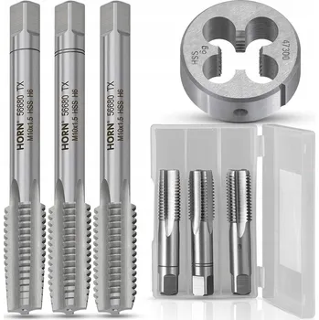 Závitořezný nástroj Závitníky + Závitové očko M10x1.5 HSS SADA 3+1 KOMPLET Závitníků