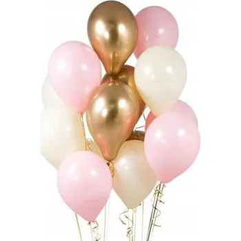 Balónek Chromové balónky zlaté, pastelově růžové a bílé na narozeniny, Baby Shower h4