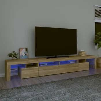 Televizní stolek TV skříňka s LED osvětlením dub sonoma 260x36,5x40 cm Hnědá3152780