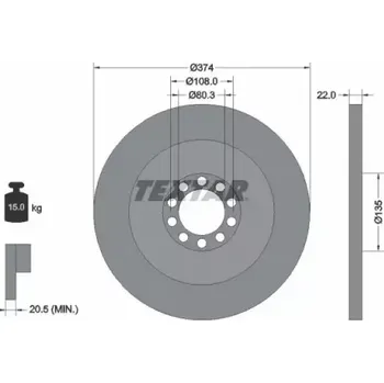 Brzdový kotouč TEXTAR Brzdový kotouč plný Ø374mm XT93015500