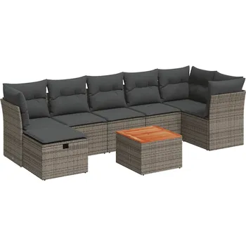 8dílná zahradní sedací souprava s poduškami šedá polyratan Šedá3264735