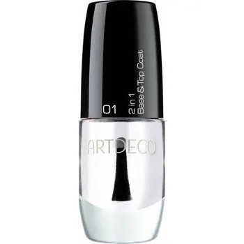 Lak na nehty Artdeco 2in1 Base & Top Coat - 2 v 1 Bezbarvý podkladový i ochranný vrchní lak pro zářivé nehty 6 ml 10 ml