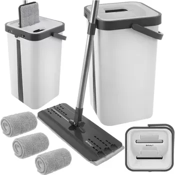 mop Plochý mop RUHHY s dvojkomorovým vědrem 11 l a 3 mikrovláknovými návleky