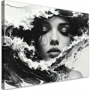 Obraz Obraz do obýváku, Ženský portrét černobílý v uměleckém stylu 60x40