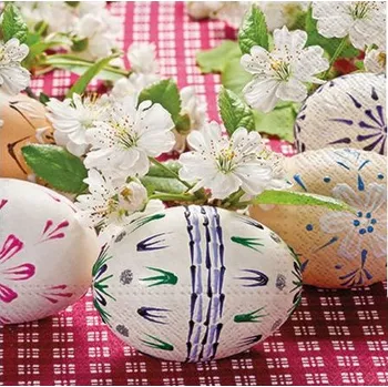 Papírový ubrousek Velikonoční ubrousky 33 x 33 cm 3-vrstvé vajíčka na ubruse MFP