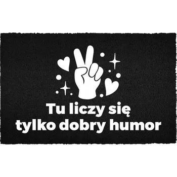 KOKOSOVÁ VSTUPNÍ ROHOŽKA 40X60 ČERNÁ HIT NÁPIS DŮLEŽITÁ JE DOBRÁ NÁLADA