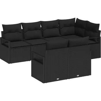 Set pohovek 7 pcs Černá polyratan Černá 3346423