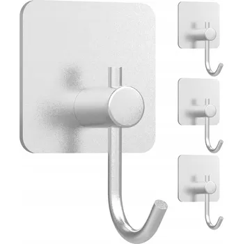 Věšák Koupelnový věšák háček samolepicí hliníkový 4ks Stříbrná barva
