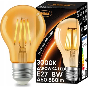 Žárovka Żarówka E27 LED 8W 880lm Filament Amber Edison Ozdobná Teplá Barva 3000K