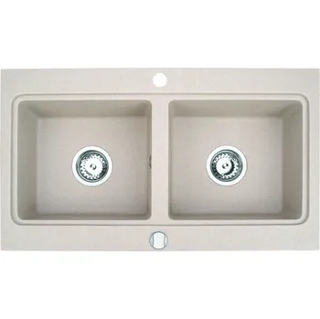 Granitový dřez Dvoukomorový granitový dřez Brenor Nubiru 20 béžový