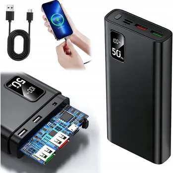 Powerbanka VÝKONNÁ POWERBANKA s kabely 50000mAh 3xUSB USB-C RYCHLÉ NABÍJENÍ