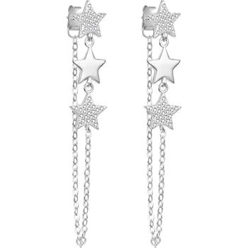 Náušnice Stříbrné dlouhé náušnice Hvězdy se zirkony AGT-E051P Agato