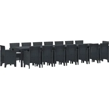 Zahradní jídelní souprava s polštáři 17 pcs Antracit PP Antracitová3378654