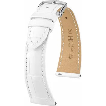 Řemínek na hodinky Kožený řemínek Hirsch London L 04307009-2, bílý, aligátoří kůže, délka L, Quick Release - 22 mm