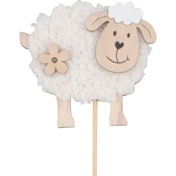 Velikonoční dekorace Zápich - ovečka - 8,5 cm + špejle - 7448