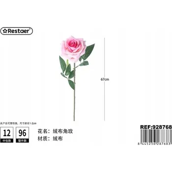 umělá květina Látková růže růžová 67 cm - dekorace do interiéru