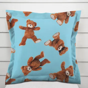 Povlak na polštářek Dětský bavlněný povlak na polštář s lemem Sandra SA-724 Plyšoví medvídci na modrém 30 x 50 cm