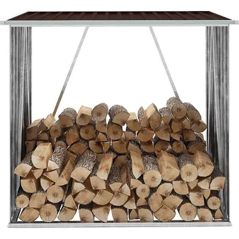 vidaXL Zahradní kůlna na dříví pozinkovaná ocel 163x83x154 cm hnědá