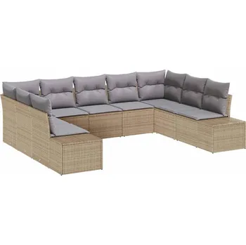 Zahradní lehátko Sada zahradních pohovek 9 pcs Béžová a Světle šedá Polyratan Béžová 3355889