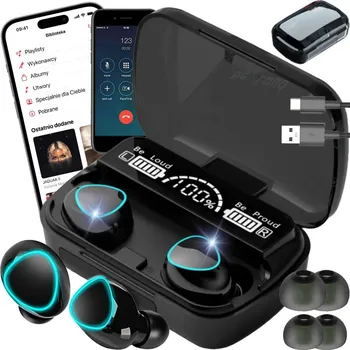 Sluchátka Bezdrátová sluchátka do uší Bluetooth s Powerbankou a Dotykovým Pouzdro