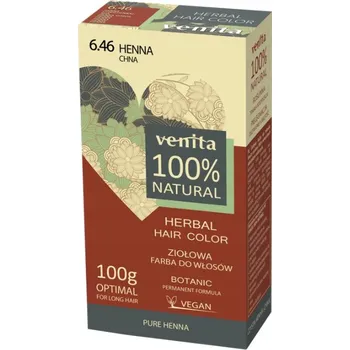 Barva na vlasy Venita 100% Bylinná barva na vlasy 6,46 Henna 100g