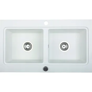 Granitový dřez Dvoukomorový dřez Brenor granit bílý