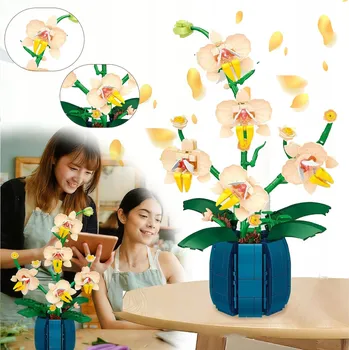 ostatní stavebnice SADA STAVEBNICE KVĚTINY STAVEBNICE ORCHIDEJ KYTICE K SESTAVENÍ DEN ŽEN