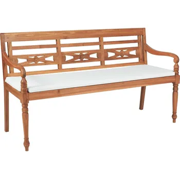 Zahradní lavice vidaXL Lavice Batavia s poduškou 120 cm teak - 8718475570493