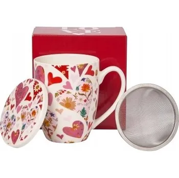 Hrnek Duo Růžová srdce porcelánový 380 ml