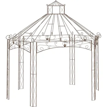 Zahradní altán Zahradní altán starožitný hnědý 400 x 258 x 378 cm železo Hnědá314000