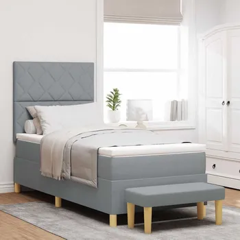 Postel Postel s boxspringem s matrací Světle šedá 100 x 200 cm textil Světle šedá3344352