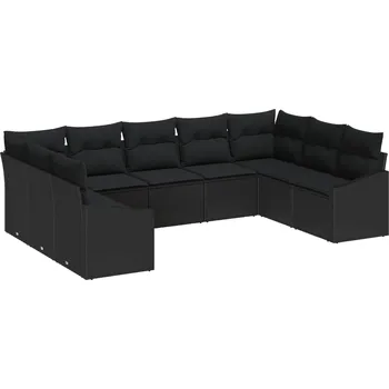 Sada zahradních pohovek s úložištěm 9 pcs Černá polyratan Černá3355552