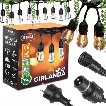 IP kamera Světelný řetěz Berge 1500 cm do zásuvky černý