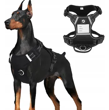 Postroj pro psa Postroj pro psa s adresářem a úchytem, černý, velikost L