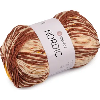 Příze Pletací příze Nordic 150 g, barva 2 (656) hnědá hořčicová